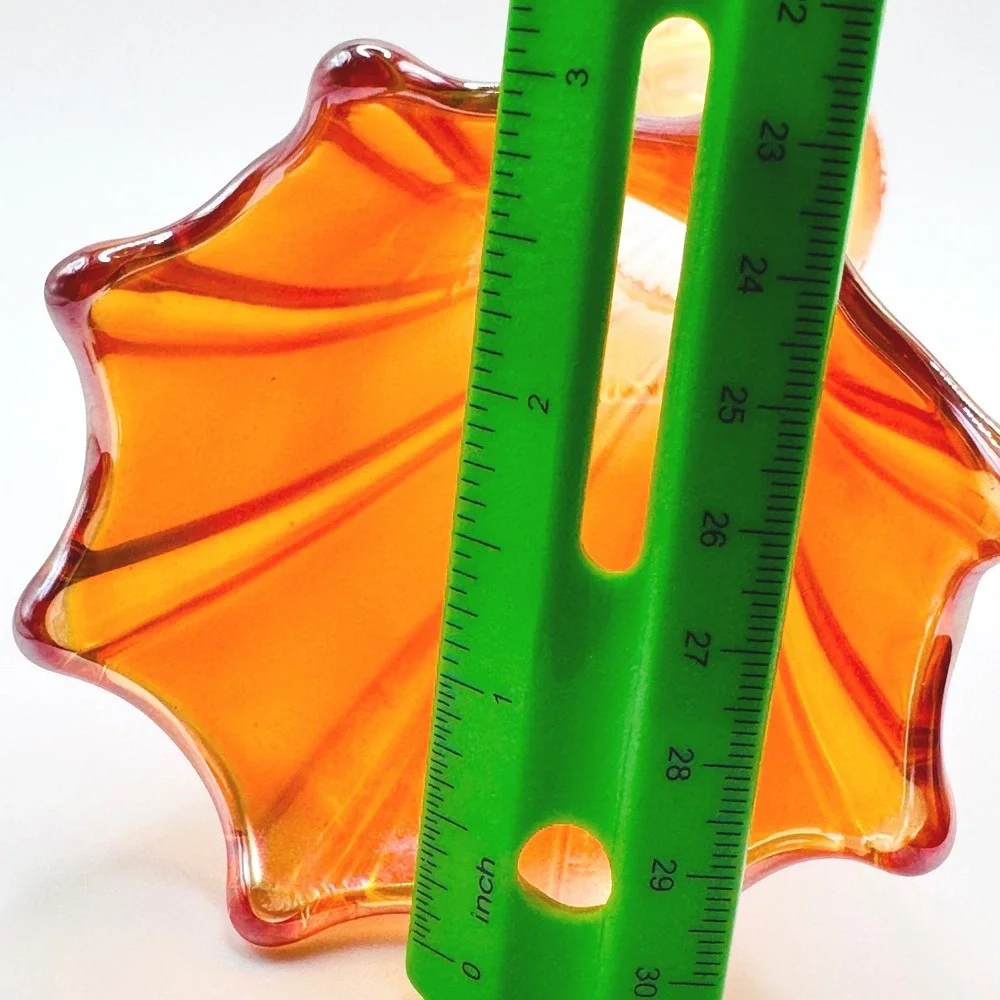 Antique Northwood Thin Rib Marigold Carnival Glass Vase Ruffled Rim c1910